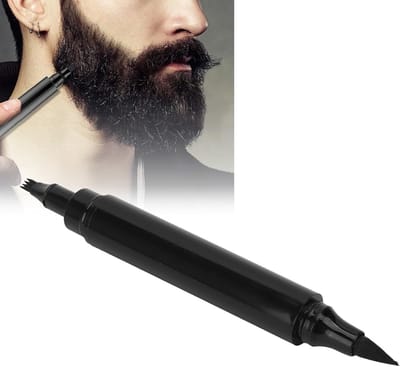 Beard Pencil Filler voor Mannen - 2 in 1 Styling Pen met 4-Punts Applicator voor Zweetbestendige en Langdurige Dekking van Baard en Snor in Donkerbruin