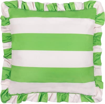 Kussenhoes Gestreept - Hoes voor Buitenkussen - Buiten Zitten - Ruche Rand - 50x50cm - Groen