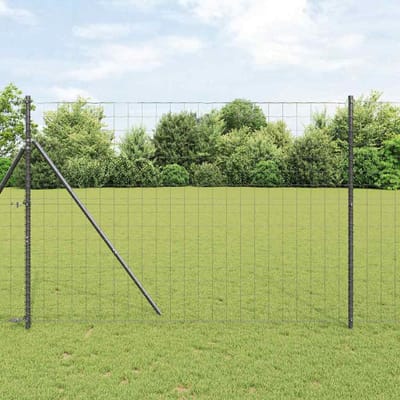 vidaXL - Euro-hek - met - grondbevestiging - 10 - x - 1,5 - m - PVC-Coated - Staal - Grijs