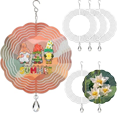 Wind Spinners - Decoratie Ornamenten - Buiten Binnen - Sublimatie Aluminium - 6 Stuks 6 Inch - Wit