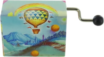 Muziekdoos met zwengel - Muziekdoosje Karton - Melodie Afspelen - 18-noten mechanisme - 48 x 39 x 22 cm - Geïllustreerd