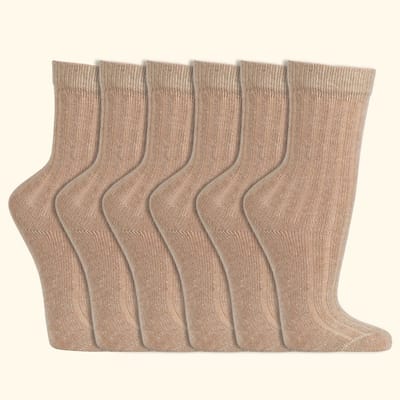Luxe sokken | Merino & Kasjmier | Superzacht | Dames & Heren | Beige | 6 paar