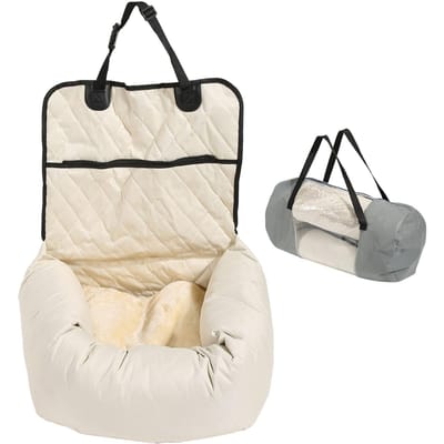 Sièges d'appoint pour chien Portables Multifonctionnels Lavables Sûrs Transporteur de Voyage Lit pour Chien pour 4 beige