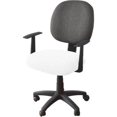 Housse de chaise d'ordinateur Jacquard en forme de T, housses de chaise élastiques en Spandex pour le bureau et la maison, housses de siège rondes amovibles anti-salissures 1 piece blanc