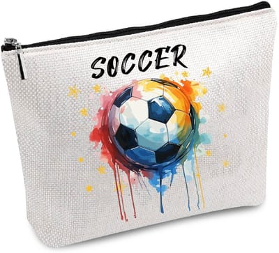 Allecto - Make-uptas - Multifunctionele cosmeticatas - Draagbaar - Voetbal - Canvas etui - Geschikt voor vrouwen - 25 x 18 cm
