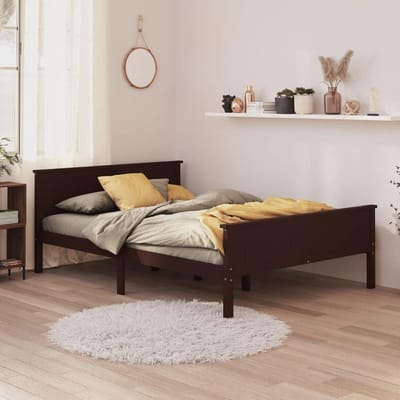 Bedframe Hout - Houten Bed - Slaapkamer Inrichten - Massief Grenenhout - 120x200 cm - Donkerbruin