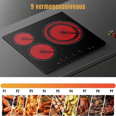 MIRA® Elektrische Kookplaat 4 Pits - Elektrische Fornuis - Elektrische Kookplaat Vrijstaand - 4 Kookzones - Kinderslot - Zwart - 60cm x 52cm x 6cm
