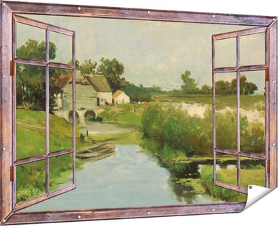 Gards Tuinposter Doorkijk Zomerdag - Johan Hendrik Weissenbruch - 180x120 cm - Tuindoek - Tuindecoratie - Wanddecoratie buiten - Tuinschilderij
