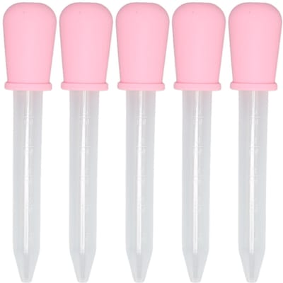 5 pièces Pipette Compte-Gouttes Liquide Silicone Bijoux DIY Pipettes de Transfert pour Résine Époxy Laboratoire rose