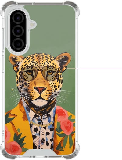 Casimoda® hoesje - Geschikt voor Samsung Galaxy A36 - Luipaard Hipster - Shockproof case - Extra sterk - TPU/polycarbonaat - Groen, Transparant