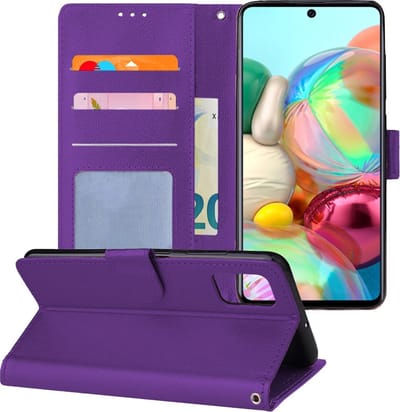 Hoesje - Geschikt voor Samsung Galaxy A71 - Luxe Bookcase - Walletcase Hoes - Portemonnee - Cover - Telefoonhoes - Paars