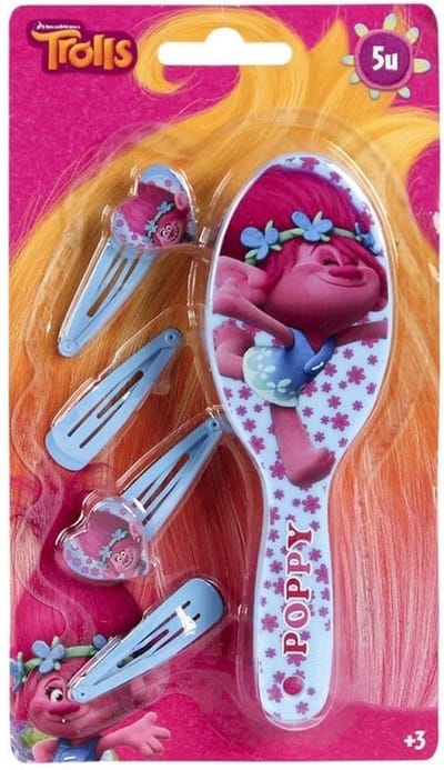 Trolls Haaraccessoires Borstel & Clipjes - Meisje - Geschenk- Girl- Cado