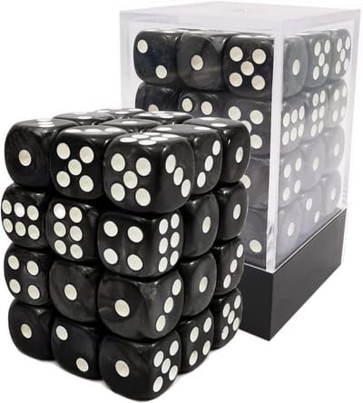 Zeszijdige Dobbelstenen - Spelblok - Spelplezier Thuis - 36 Stuks - 12 mm - Marmer Zwart