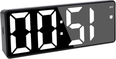 Digitale Spiegelwekker - Slimme Klok - Wakker Worden - Stille Beweging - 31B x 16H mm - Zwart