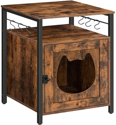 TRANKIELO® - Multifunctionele Kattenbak Kast – Ongelooflijk Praktisch en Stijlvol – Ruime en Comfortabele Kattenwoning – Donkerbruin – Afmetingen 50 x 50 x 66 cm