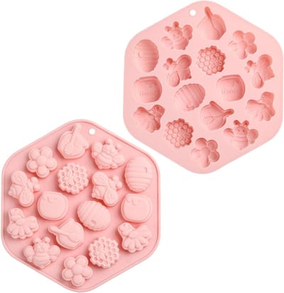2 Stuks Roze Bij Thema Siliconen Snoep Mallen voor Insecten, Dieren, Gelatine, Chocolade, Mousse en IJscreaam Cake DIY Creaties