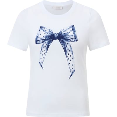 Rich & Royal Slim Fit T-shirt Bow Organic White Maat: XS | Tops Outlet | Dames | Blauw