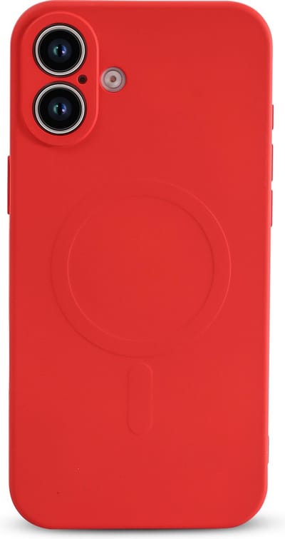Casemania Hoesje Geschikt voor Apple iPhone 16 - Rood - Liquid Siliconen Back Cover Case - met Sterke magneetring geschikt voor MagSafe - Telefoon hoes met Camera Bescherming