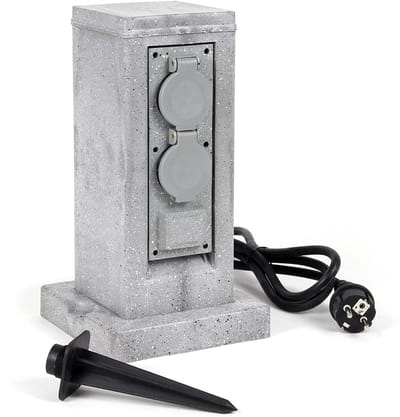 Buitenstop Kolom - Tuinstop - Buitenstroom - 4 Stopcontacten - 1.5 m Kabel - Graniet Look