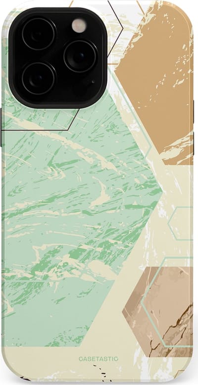 Casetastic hoesje geschikt voor Apple iPhone 13 Pro - MagSafe - Dubbellaagse bescherming - Vlaklicht - Fashion Case - Crème Mintgroen Wit Lichtgrijs