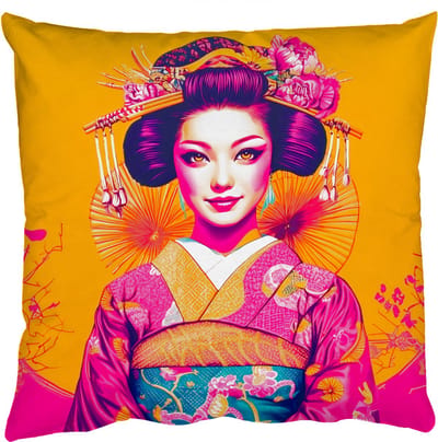 Sierkussens - Kussentjes Woonkamer - 50x50 cm - Bloemen - Vrouw - Kimono - Roze