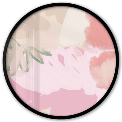 Poster in lijst Rond - Fotolijst 40x40 cm - Posters - Roze - Kunst - Abstract - Modern - Ronde posterlijst zwart - Decoratie - Wanddecoratie woonkamer - Muurdecoratie slaapkamer