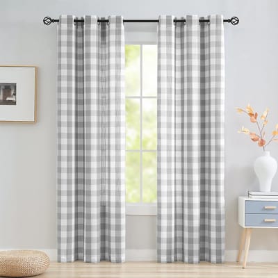 2 stuks klassieke ruit geluste semi-verduisterende gordijnen geschikt voor woonkamers, slaapkamers, eetkamers 101x137cm&Grommet Top