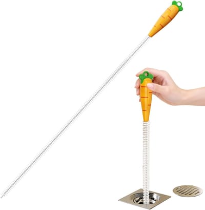 Gootsteen Haarvanger - Afvoer Reiniger - Verstopping Verwijderen - Spiraalvormige Borstel - 75 cm - Oranje