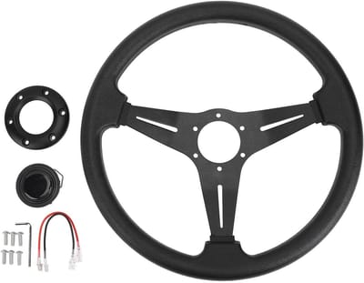 Stuurwiel voor Auto, Racing Stijl PU Leer 14 inch, Duurzaam en Comfortabel Grip voor Optimale Controle