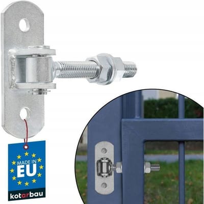 KOTARBAU® Poortscharnieren, Staal, 130 mm M18, Zilver, Verstelbare Poortscharnieren, Zware Scharnieren, Met Montageplaat, Tuinpoort Scharnieren, Regelbaar Poortbeslag