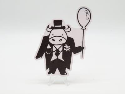 Clown Stier Sticker - Dieren in het Dagelijks Leven | Vera's Arts & Dice | Schattige Stickers - Handgemaakte Stickers - Journaling - Bullet Journal - Scrapbooking - Leuke Stickers - Laptop Sticker - Telefoon Sticker