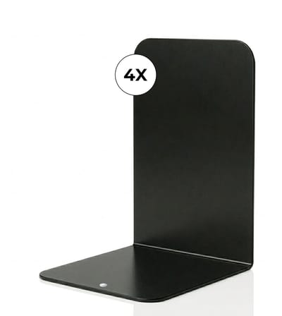 NovaWare Boekensteun - 4 Stuks - Boekensteunen - Plank Organizer - Boekenstandaard - Boeksteun - Boekenhouder - Boekenrek – Metaal / Zwart