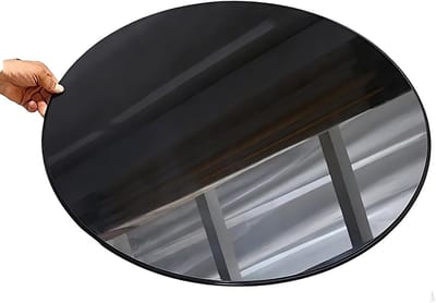 Glazen Tafelblad - Rond Glas - Tafel Opknappen - Afgeschuind Ontwerp - 50 cm Diameter - Zwart