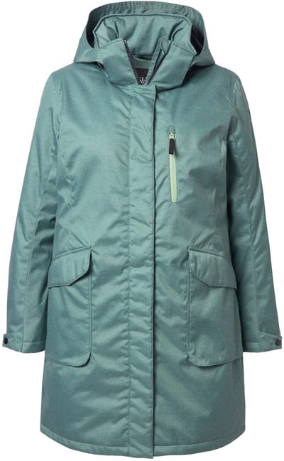 Ulla Popken - Dames - HYPRAR outdoorparka waterdicht capuchon gevoerd - Grijs groen - Maat 42+