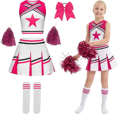 Carnaval Kostuum voor Meisjes met Pompoms en Haarband - Cheerleader Outfit voor Halloween en Feestjes