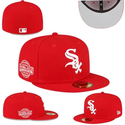 Chicago White Sox maat pet, gesloten hoed, honkbalpet, zonneklep, geborduurde hoed, diverse kleuren 718 red