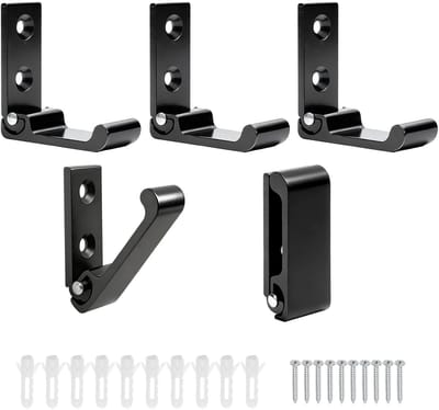 Dailygoods- Wandhaak 5 Stuks - Opvouwbare/Schroef - Aluminium - Zwart - 90° Klaphaken - Voor Badkamer/Hal/Keuken - Haak