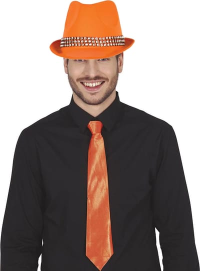 Boland Verkleedkleding setje 2 delig - oranje - hoed en stropdas - heren en dames