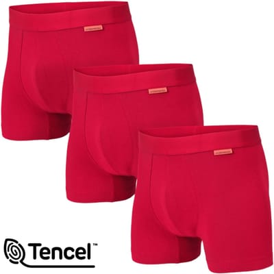 Undiemeister Boxershorts Heren - 3-Pack - Naadloos Ondergoed - Onderbroeken - Tencel - Bright Sunrise (Rood) - Maat S