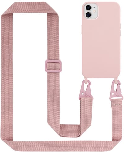 Cadorabo Mobiele telefoon ketting geschikt voor Apple iPhone 11 in LIQUID ROZE - Silicone beschermhoes met lengte verstelbare koord riem