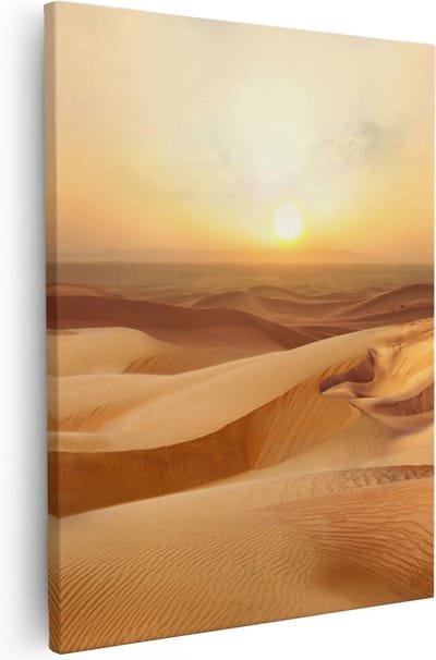 Artaza Canvas Schilderij Zandduinen - 40x50 cm - Wanddecoratie Woestijn - Muurdecoratie Zon - Kamer Accessoires Landschap