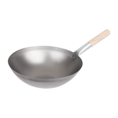 Zacht Stalen Wok - Ronde Bodem - 35,5cm - Vogue K299 - Horeca & Professioneel