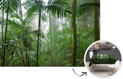 Tafelkleed - Tafellaken - 220x150 cm - Regenwoud - Tropisch - Jungle - Bomen - Planten - Binnen en Buiten