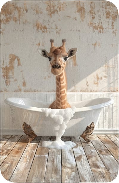 WC mat 40x60 cm - Antislip - Giraf - Badkuip - Vintage - Dieren - Toiletmat - Vloermat - Douchemat - Toilet tapijt - Toiletmatten