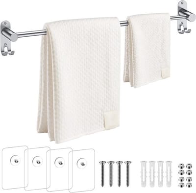 Handdoekhouder, 40-70 cm, instelbaar, roestvrij staal, handdoekstang, wandmontage, badhanddoekhouder, handdoekstang, voor badkamer, keuken