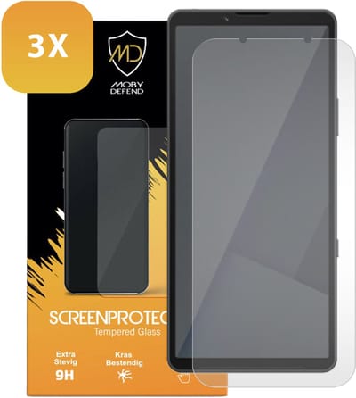 3-Pack MobyDefend Screenprotectors - Geschikt voor Sony Xperia 10 VII - Case-Friendly Screensavers - Gehard Glas