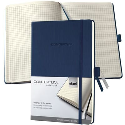 Sigel Notitieboek Conceptum Pure A4 donker blauw 5mm ruit hardcover - genummerde pagina's - inhoudsopgave - sluiting