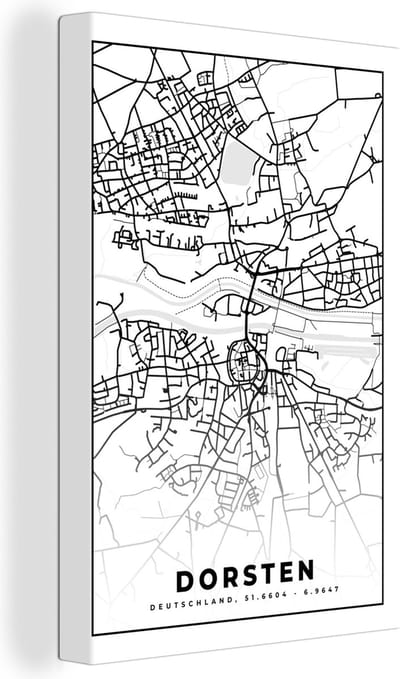 Canvas Schilderij Stadskaart - Dorsten - Kaart - Plattegrond - 20x30 cm - Wanddecoratie