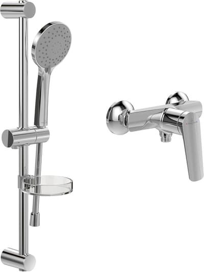 Villeroy & Boch Oasis opbouw doucheset (2 in 1 bundel), douchesysteem met douchemengkraan, handdouche, handdoucheslang, douchestang incl. handdouchehouder, chroom