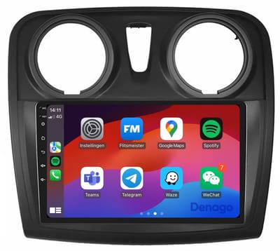 CarPlay autoradio geschikt voor Dacia Sandero (2013 t/m 2020) | 9 inch | Android 13 | Draadloos Apple CarPlay & Android Auto | 2GB + 32GB | QuadCore processor | Denago DNG-A153 | 2025 model | 2013 2014 2015 2016 2017 2018 2019 2020 | Bluetooth & Wifi